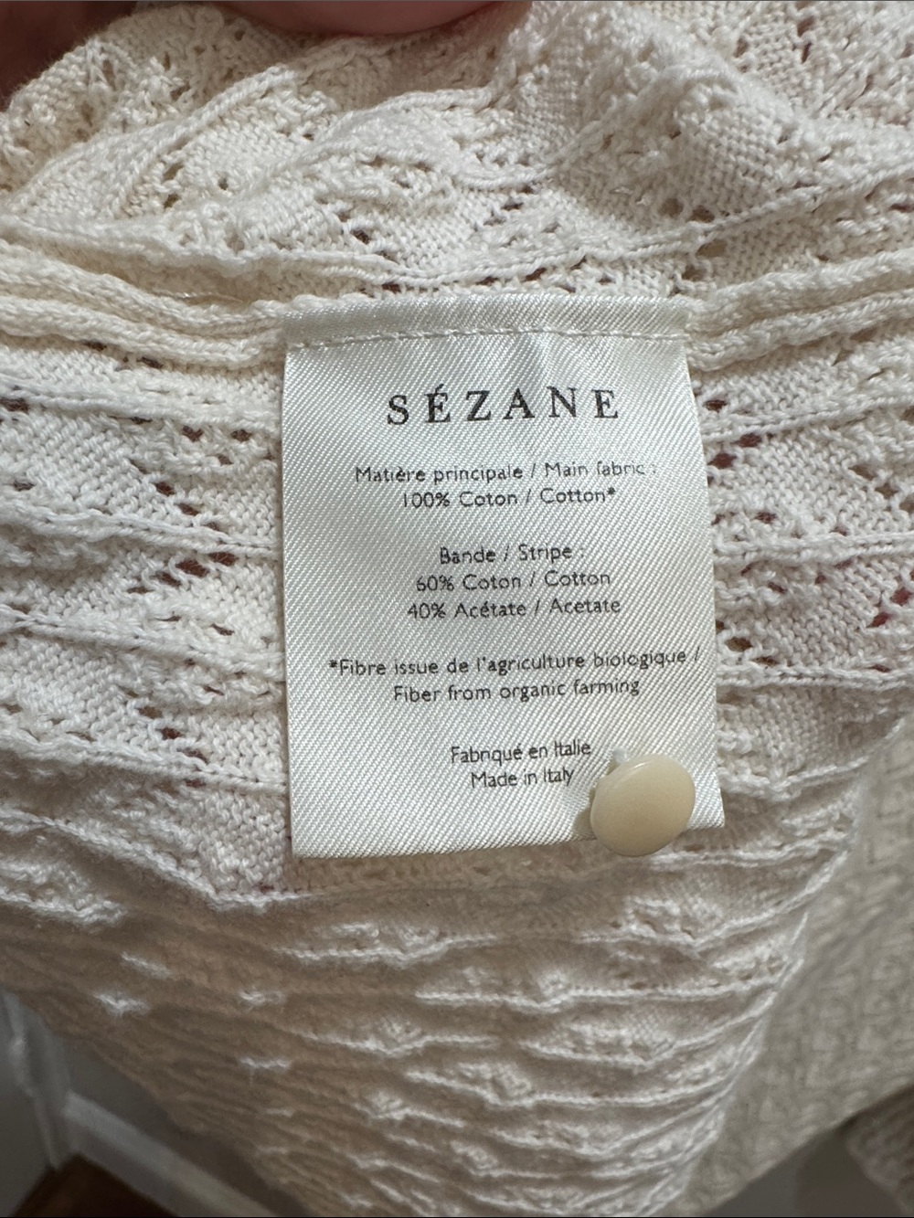 Sezane Cream Open-Knit Button Cardigan - Picture 4 of 4